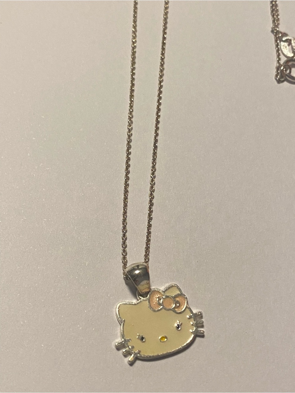 RARE SANRIO 925 STERLING SILVER HELLO KITTY DIAMOND TOURMALINE NECKLACE 18" 2189